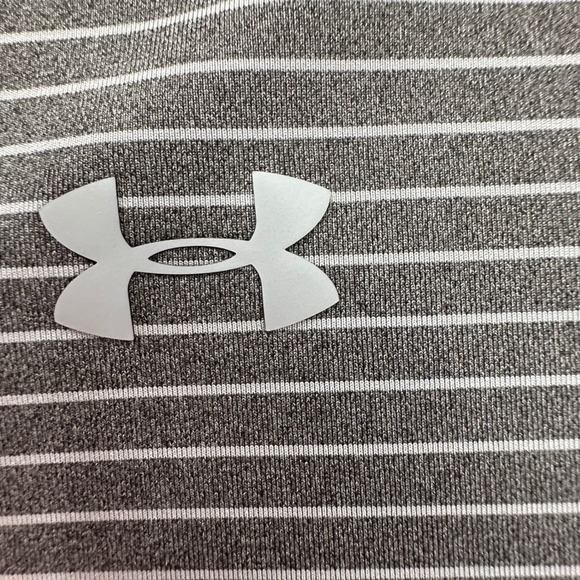 Under Armour Heatgear Loose Fit Golf Polo Shirt Mens Large Grey Stripe - Picture 4 of 8